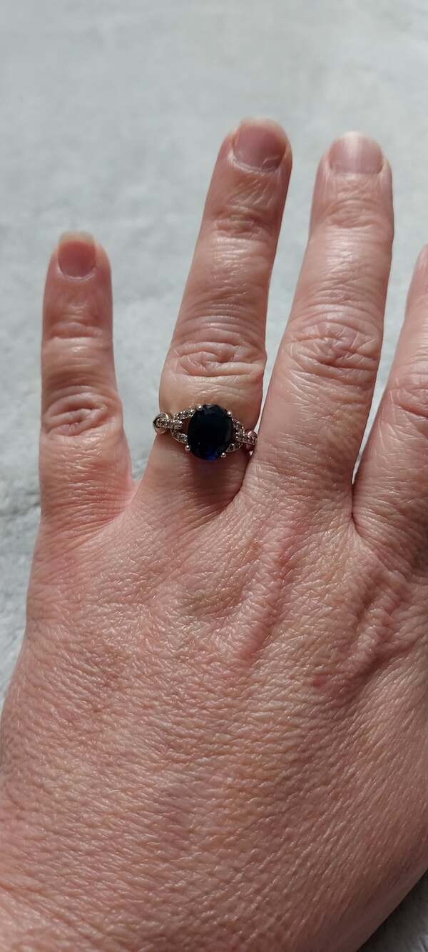 Unbranded 925 Silver Oval Sapphire Blue CZ Cocktail Ring Size 7